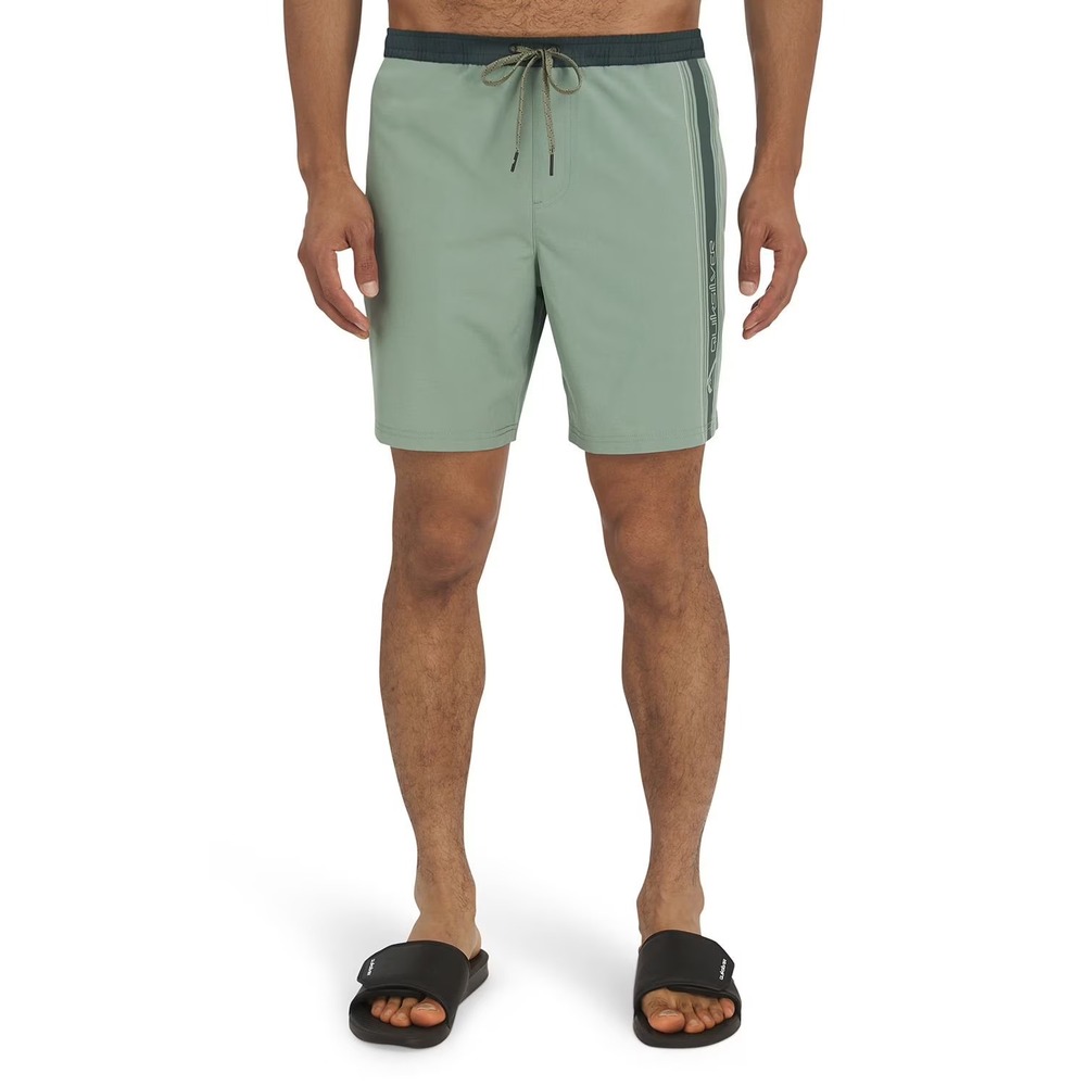 Quiksilver Mens Swim Trunks Size Medium Green Stretch UPF 50 Board Shorts NWT